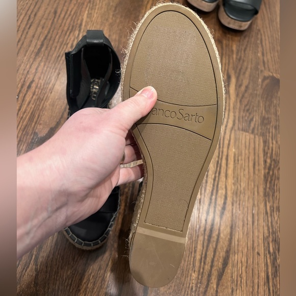 New Franco Sarto Women's Callia Espadrille Wedge Sandal Size 11 Black Leather - Picture 7 of 7